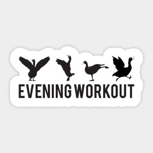 Evening Workout Black Duck Exercising Sticker